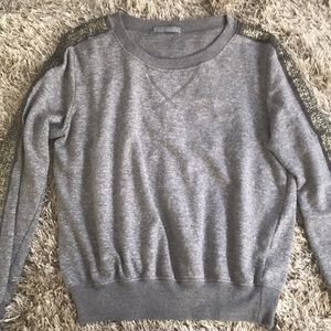 Olivia Moon grey embellished sleeve sweater